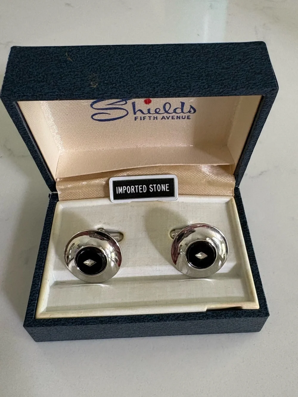 Silver Cufflinks with Black Stone